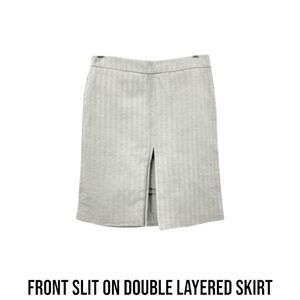 KATE SPADE SATURDAY SILVER GREY DOUBLE LAYER LAYOVER PENCIL SKIRT SIZE 4